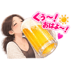 でかビールジョッキ！働く女子晩酌スタンプ